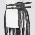 Faux Leather Metal Studded Fringe Belt