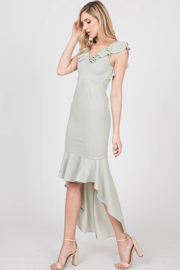 Casual Hi-Low Fishtail Midi Dress for Women 5004IMD