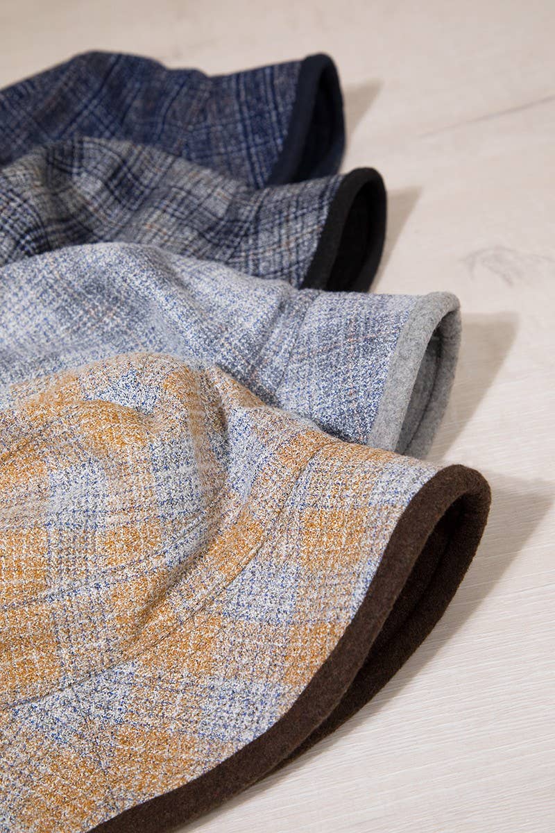Reversible Plaid Print Bucket Hat