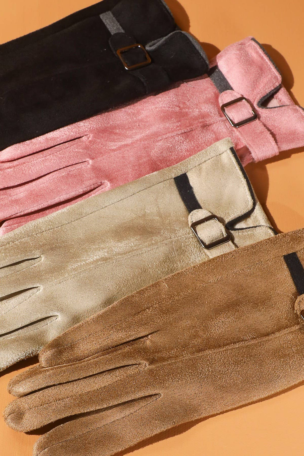 Faux Suede Band Smart Touch Gloves