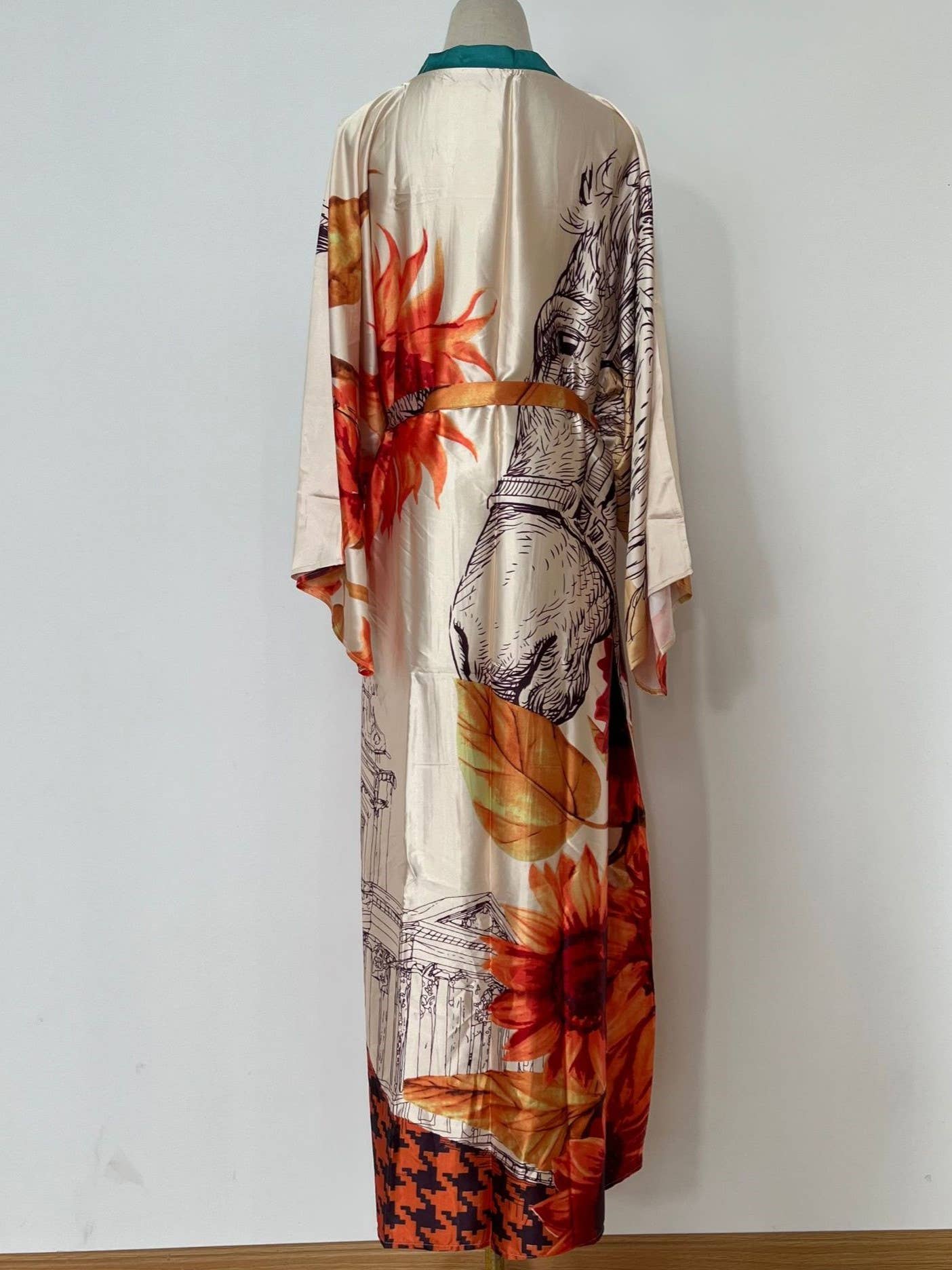 Satin Ethnic Multi Floral Printed Kimono 10 Colors