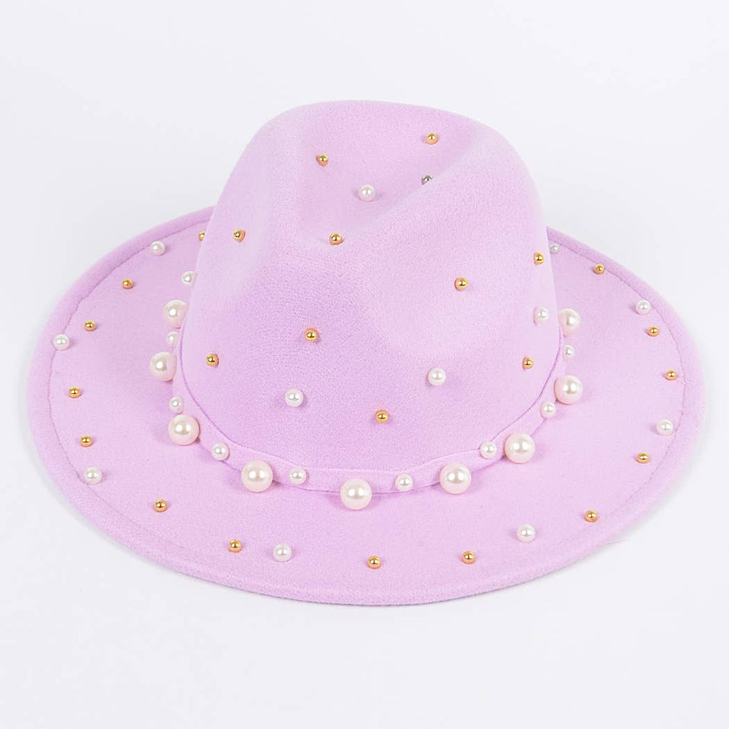 Fedora Hat W/pearls And Metal