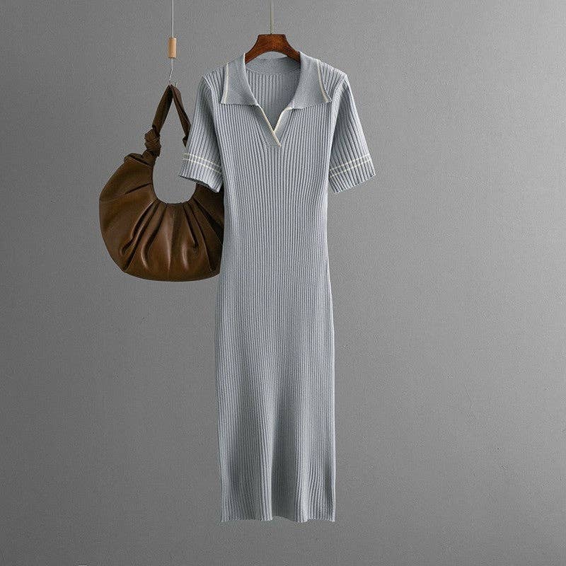 Colorblock Polo Knit Dress