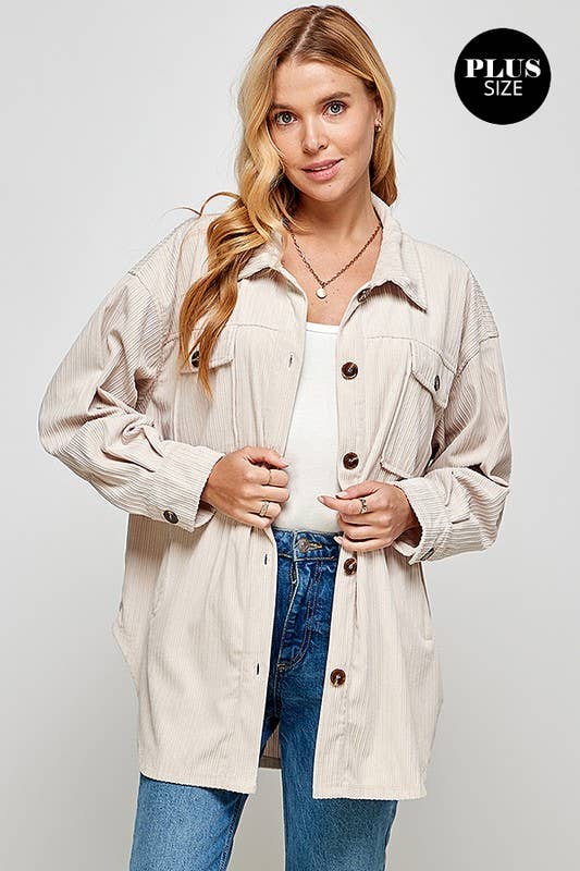 Corduroy Shacket with Pockets 5195XJK