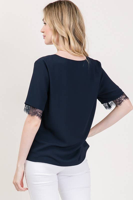 Chic Short Sleeve Lace Blouse 5016IMT