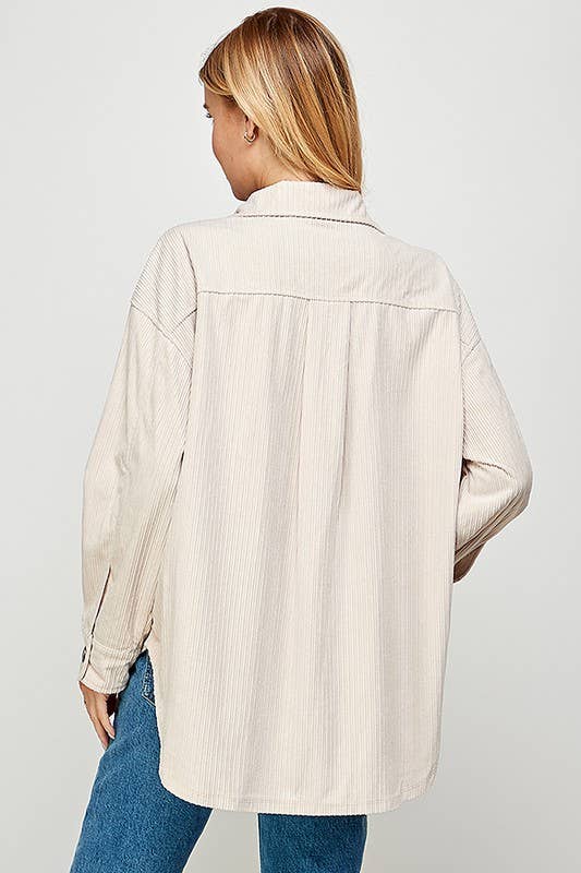 Corduroy Oversized Jacket with Pockets