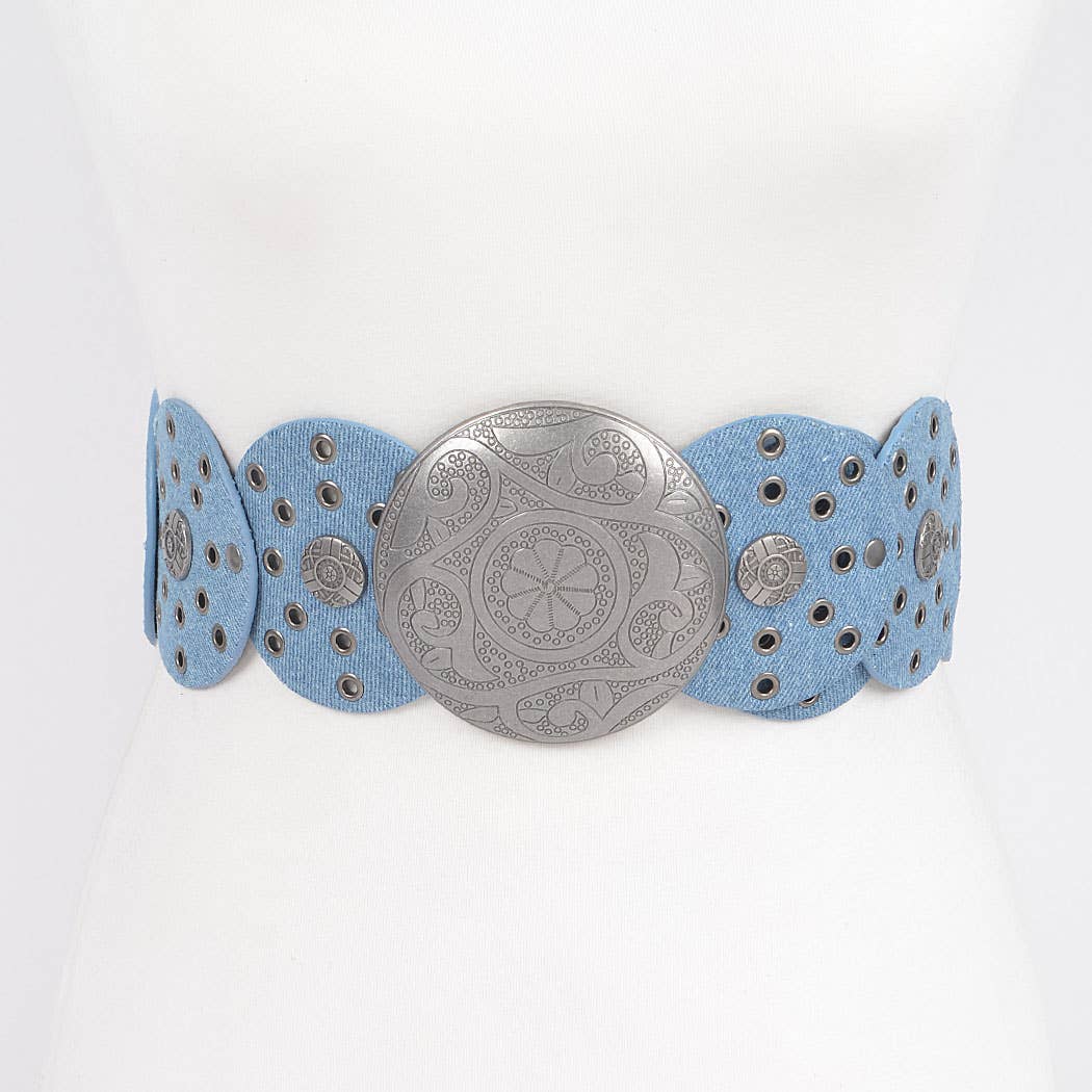 Denim Multi Eyelet Rounds Western Belt No