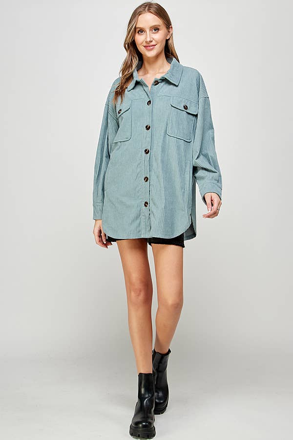 Corduroy Shacket with Pockets 5195XJK