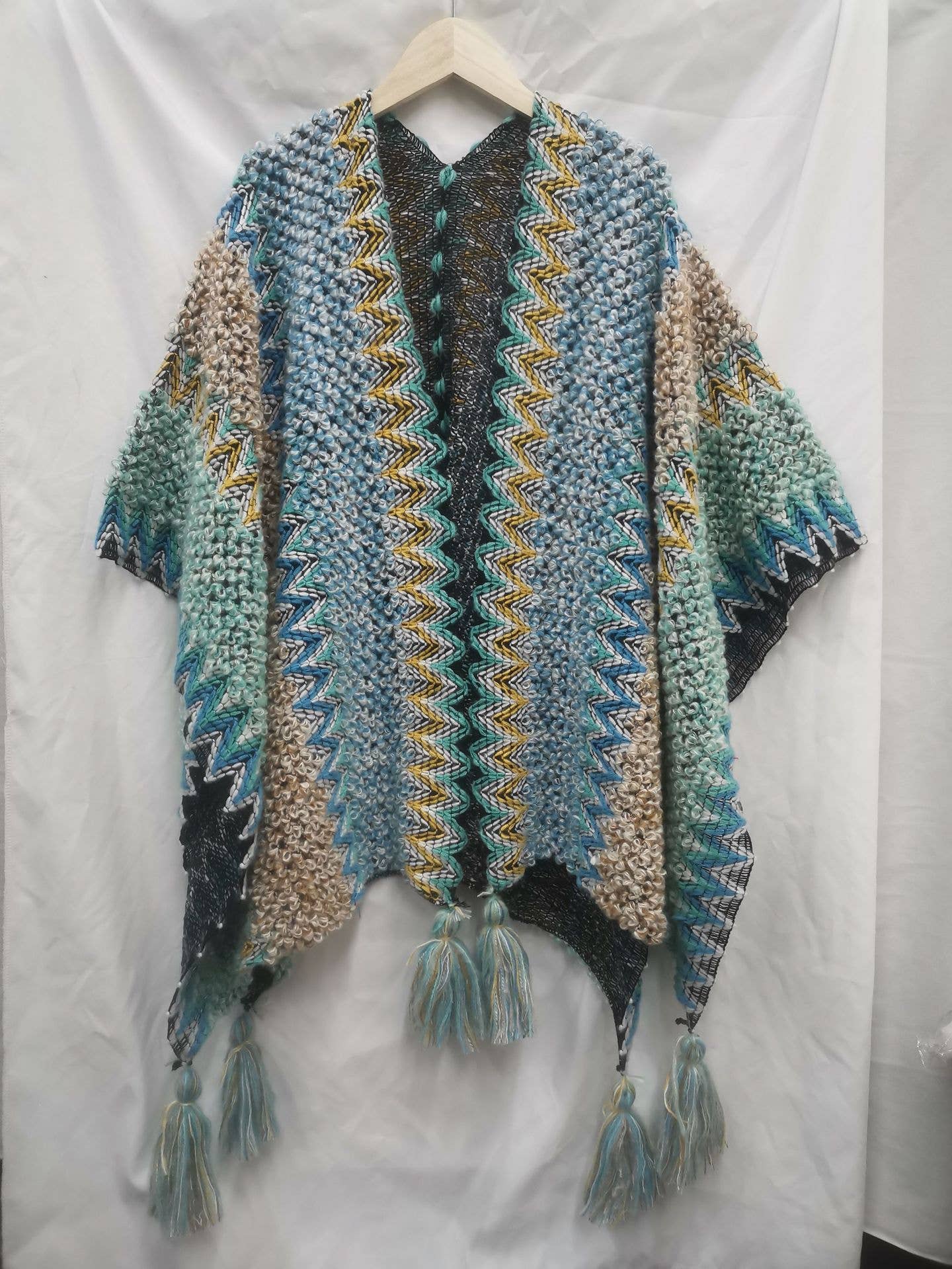 Western Colorful Crochet Patterned kimono shawl