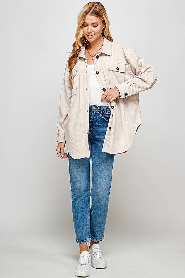 Corduroy Shacket with Pockets 5195XJK