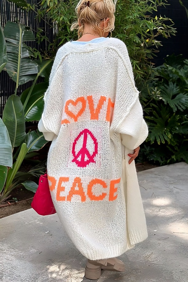 Love & Peace Exposed Seam Knit Sweater Long Cardigan