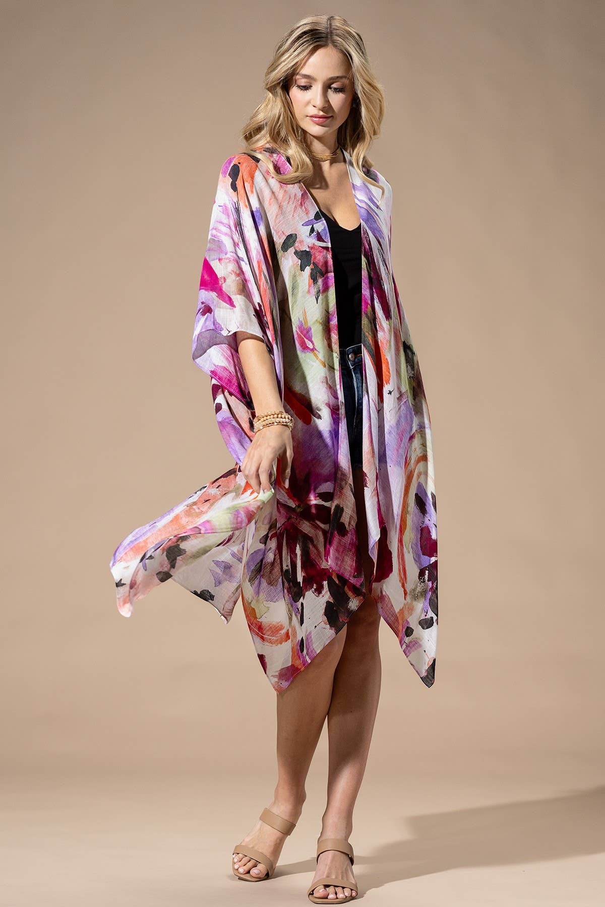 Watercolor Multi Viscose Kimono