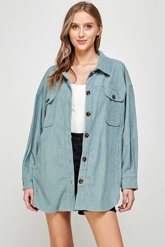Corduroy Oversized Jacket with Pockets