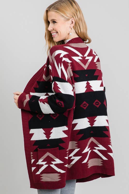 Aztec Tribal Print Cardigan - 5091ICD