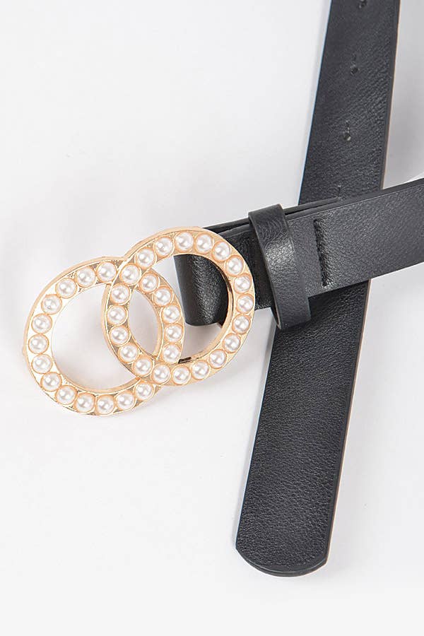 Double Loop Pearl Buckle Belt