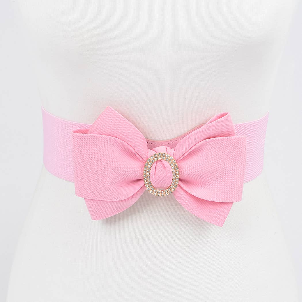 Rhinestone Bow Buckle Stretch Belt