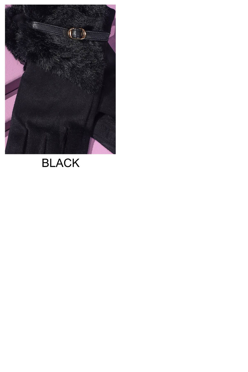 Faux Fur Smart Touch Gloves with Strap Cuff