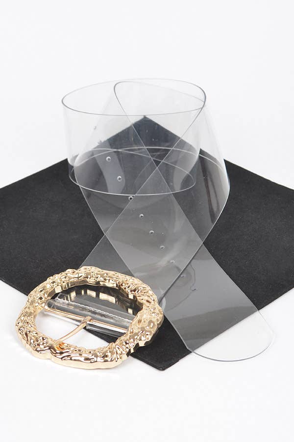 Big Vintage Round Metal Buckle Clear Plus Size Belt