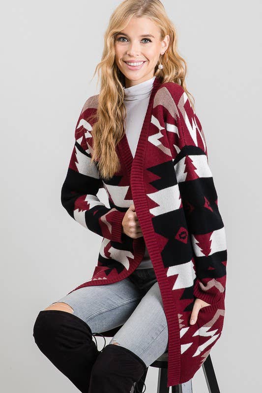 Aztec Tribal Print Cardigan - 5091ICD