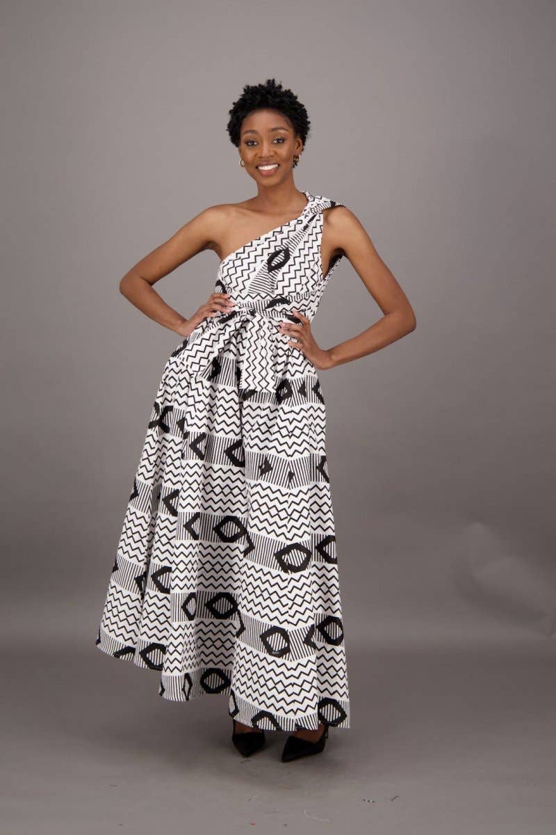 Black and White Abstract Infinity Wide Leg/Palazzo Jumpsuit