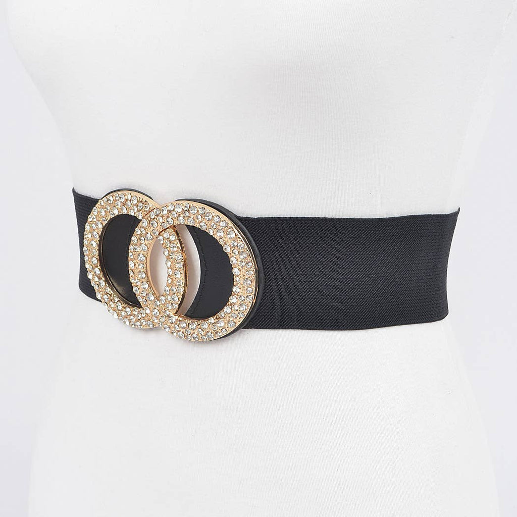 Rhinestone Buckle Plus Size Elastic Belt