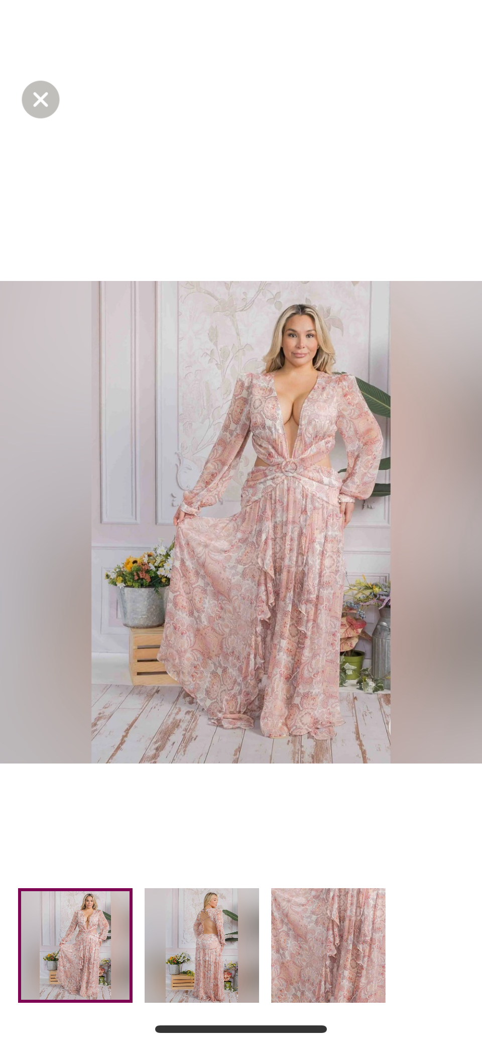 LONG SLEEVE V-NECK OPEN BACK MULTI PRINT MAXI DRESS