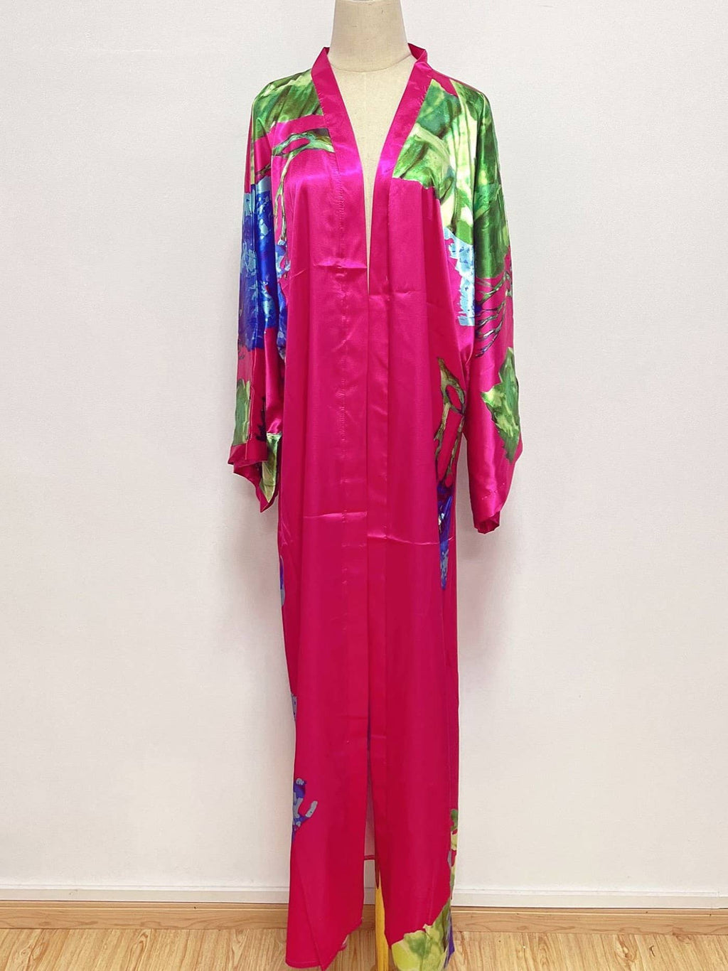 Satin Boho Floral Printed Kimono Cardigan 14 Colors