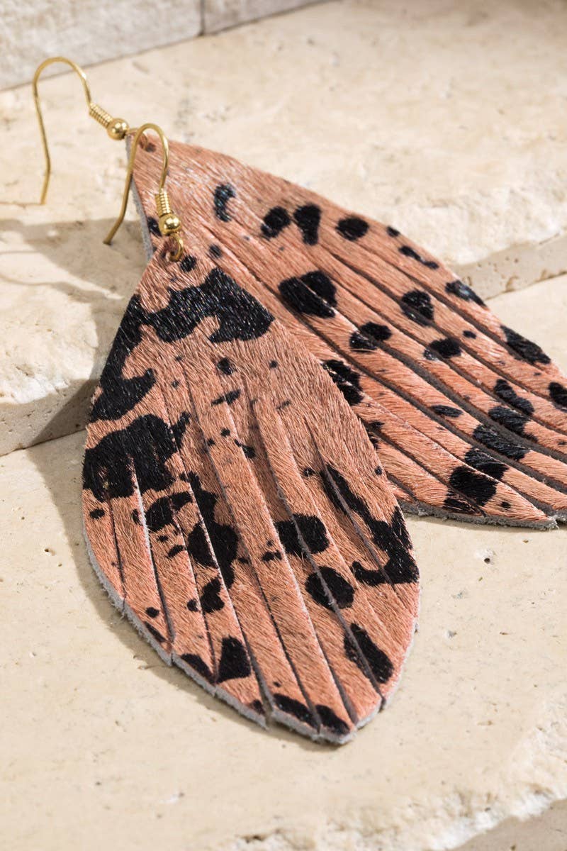 Genuine Leather Feather Earrings