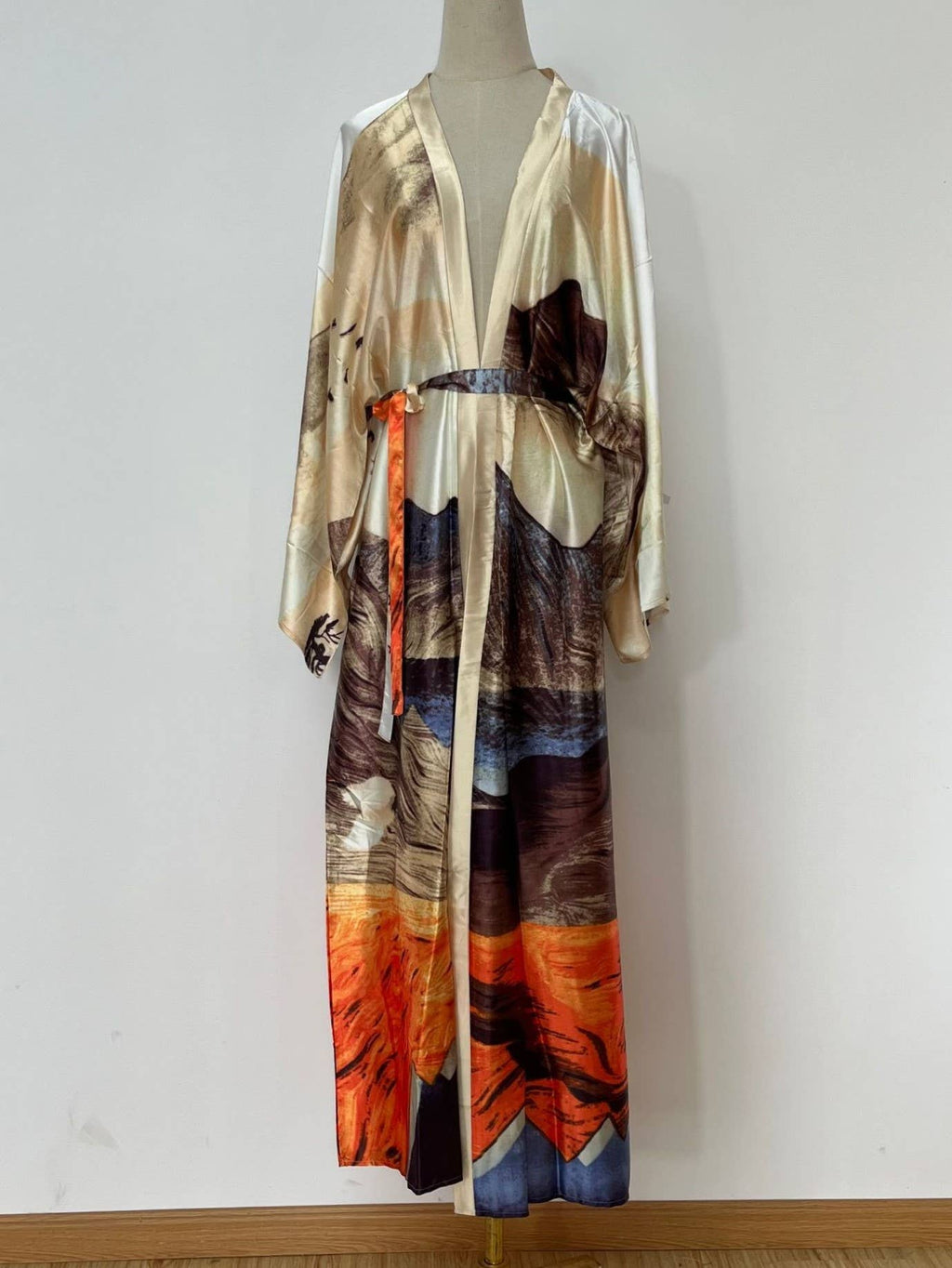 Satin Ethnic Multi Floral Printed Kimono 10 Colors
