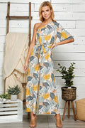 One Shoulder Floral Wide Leg Jumpsuit 5046IMJ-A