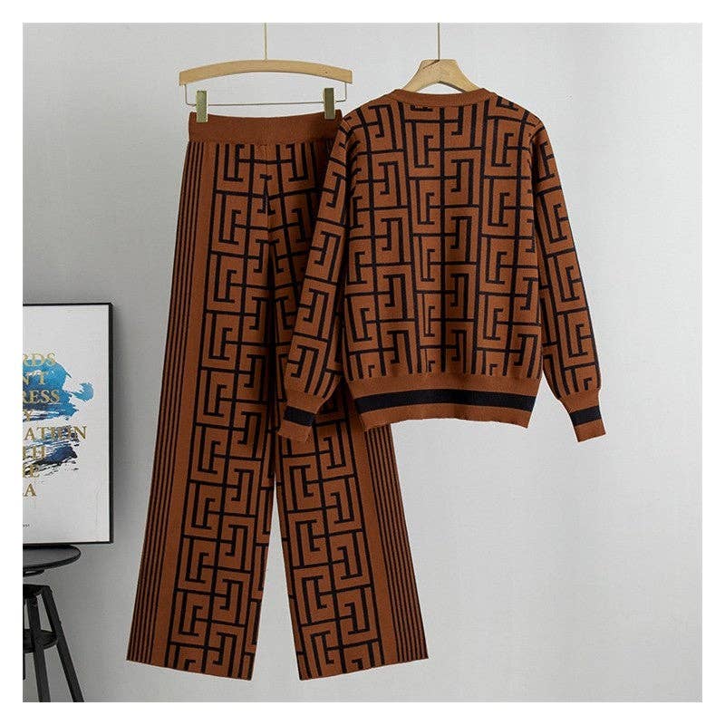 Knitted Sweater And Wide Leg Pants Set