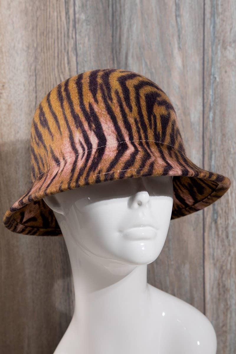 100 percent Wool Bell-shape Animal Print Hat