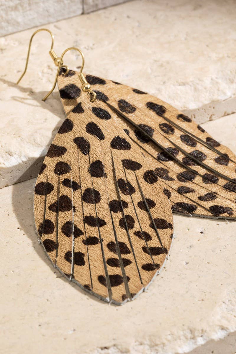 Genuine Leather Feather Earrings