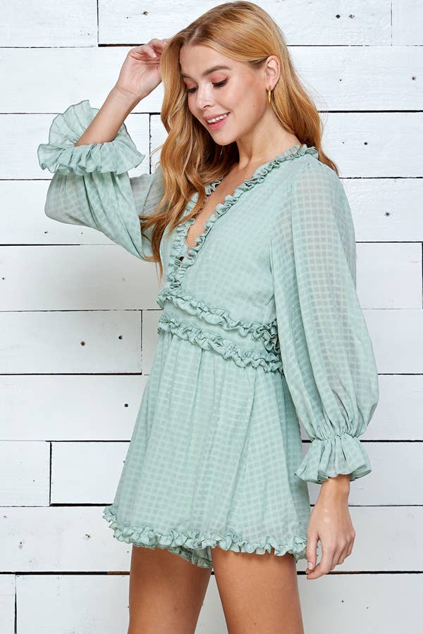 Ruffle Detail Open Back Women's Romper 5117IMR
