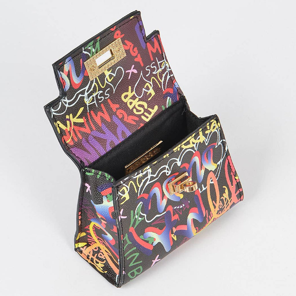 Multi Graffiti Mini Handle Bag