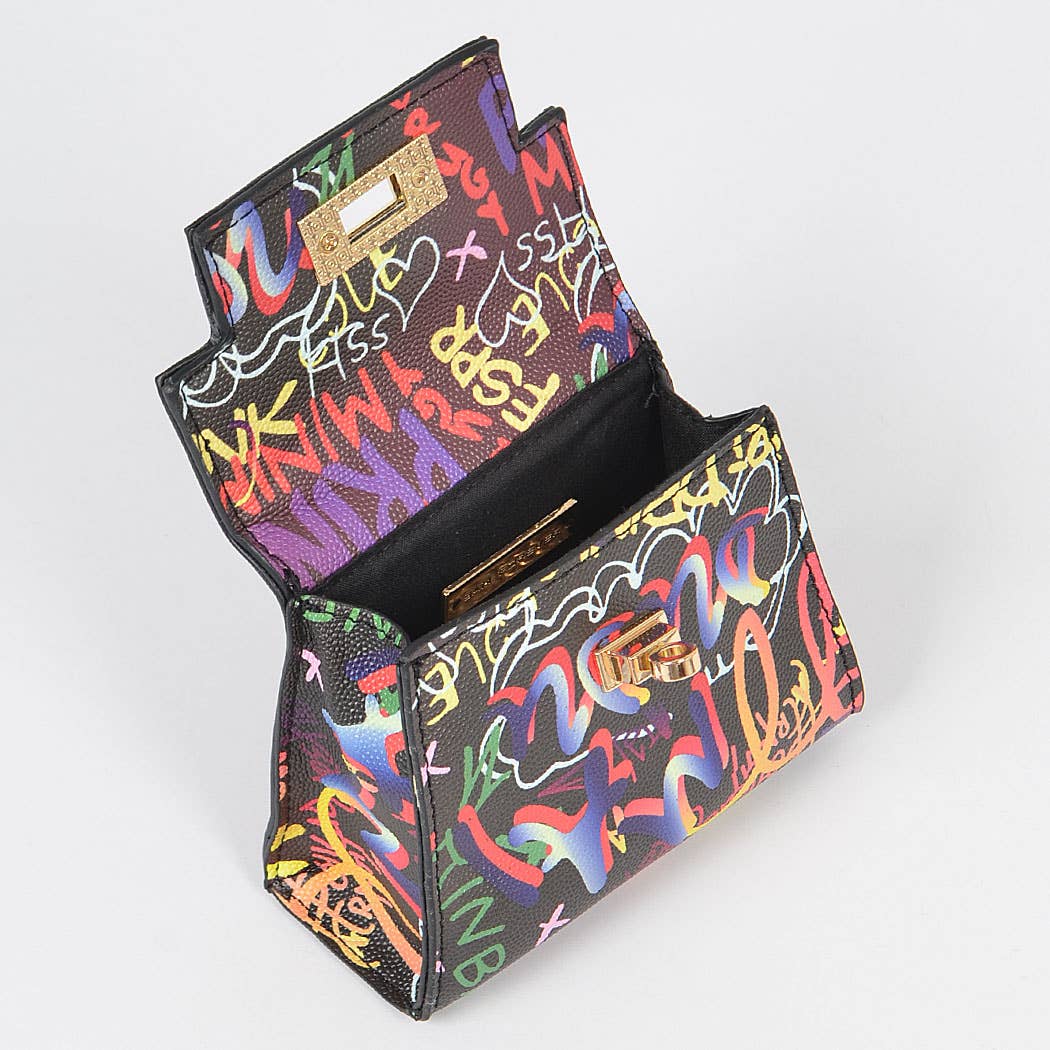 Multi Graffiti Mini Handle Bag