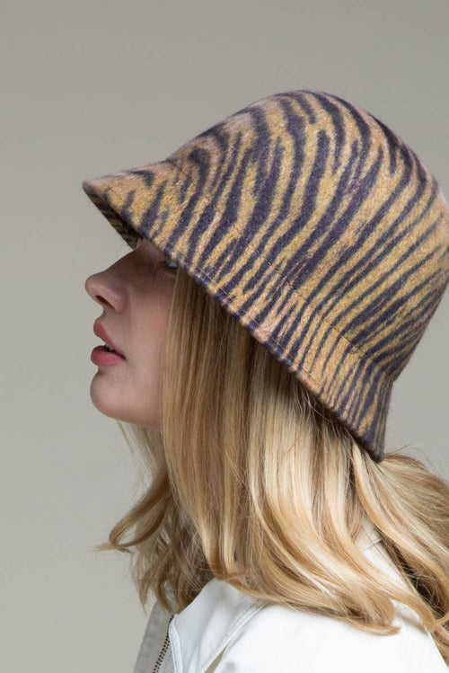 100 percent Wool Bell-shape Animal Print Hat