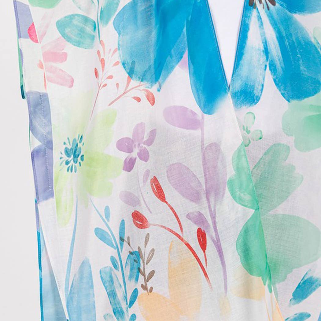 WATERCOLOR FLOWER PRINT KIMONO.