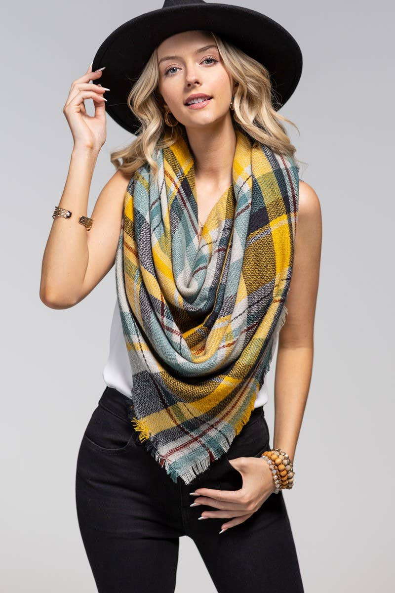 Multi Color Plaid Blanket Scarf