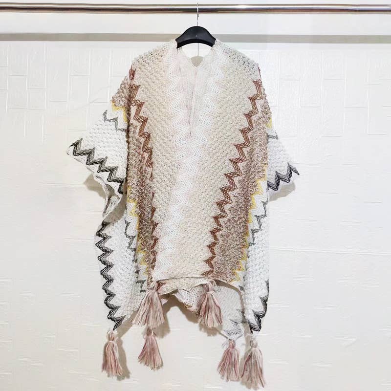 Western Colorful Pop stripe Crochet Cardigan kimono shawl