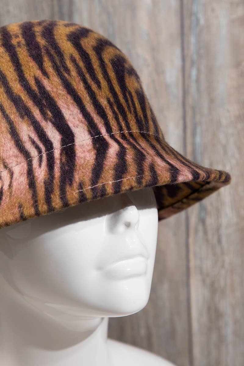 100 percent Wool Bell-shape Animal Print Hat