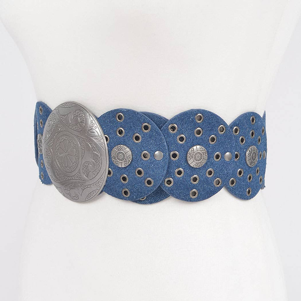 Denim Multi Eyelet Rounds Western Belt No