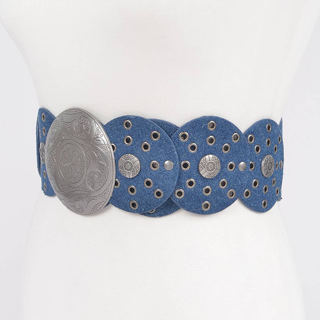 Denim Multi Eyelet Rounds Western Belt No
