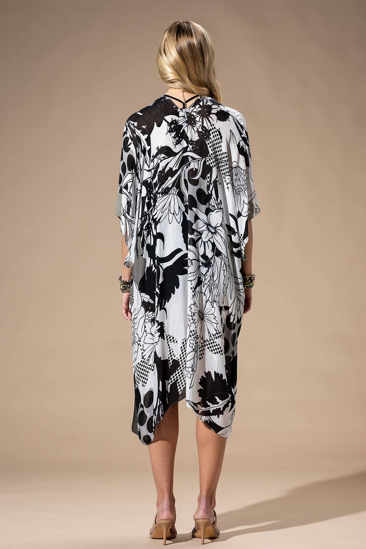 Monochrome Bloom Viscose Kimono