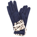 Leopard Faux Fur Cuff Smart Touch Winter Gloves