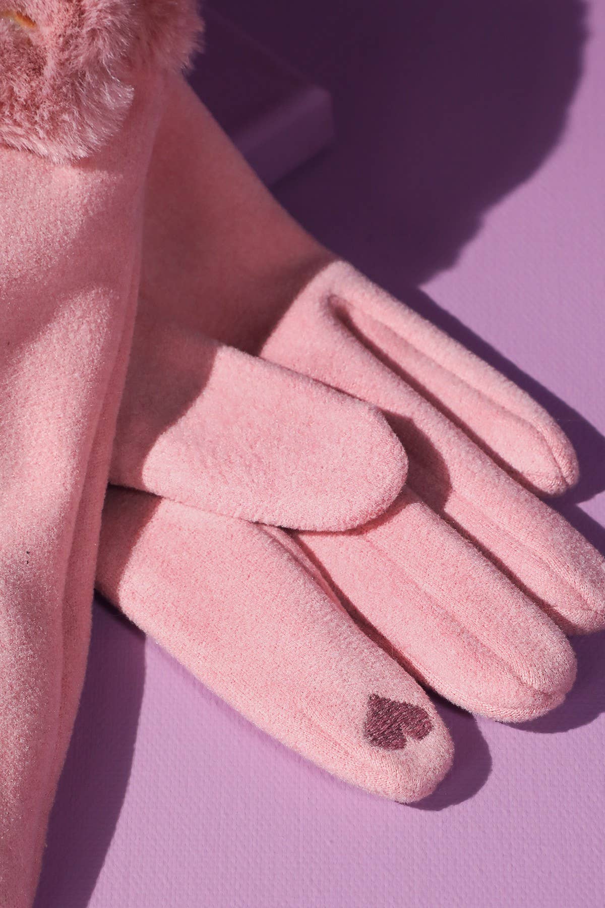 Double Faux Fur Cuff Smart Touch Gloves
