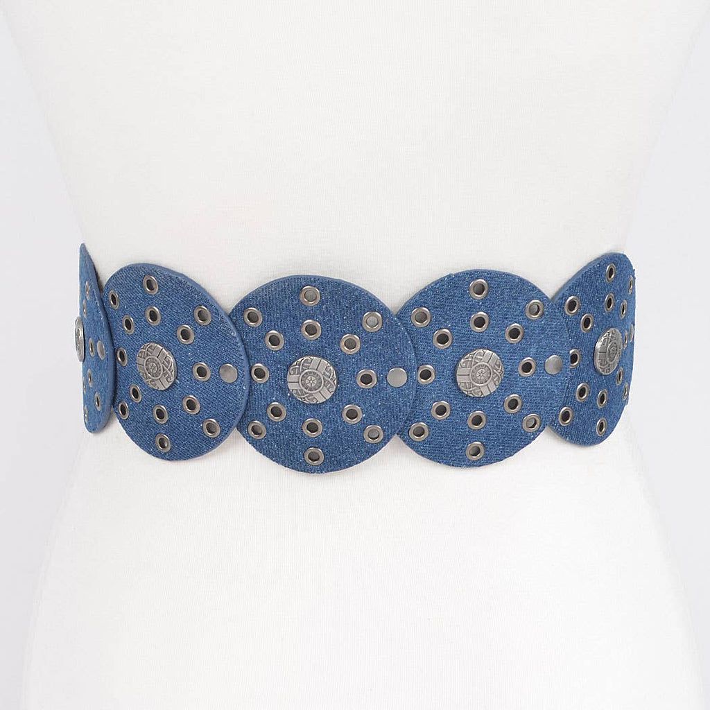 Denim Multi Eyelet Rounds Western Belt No