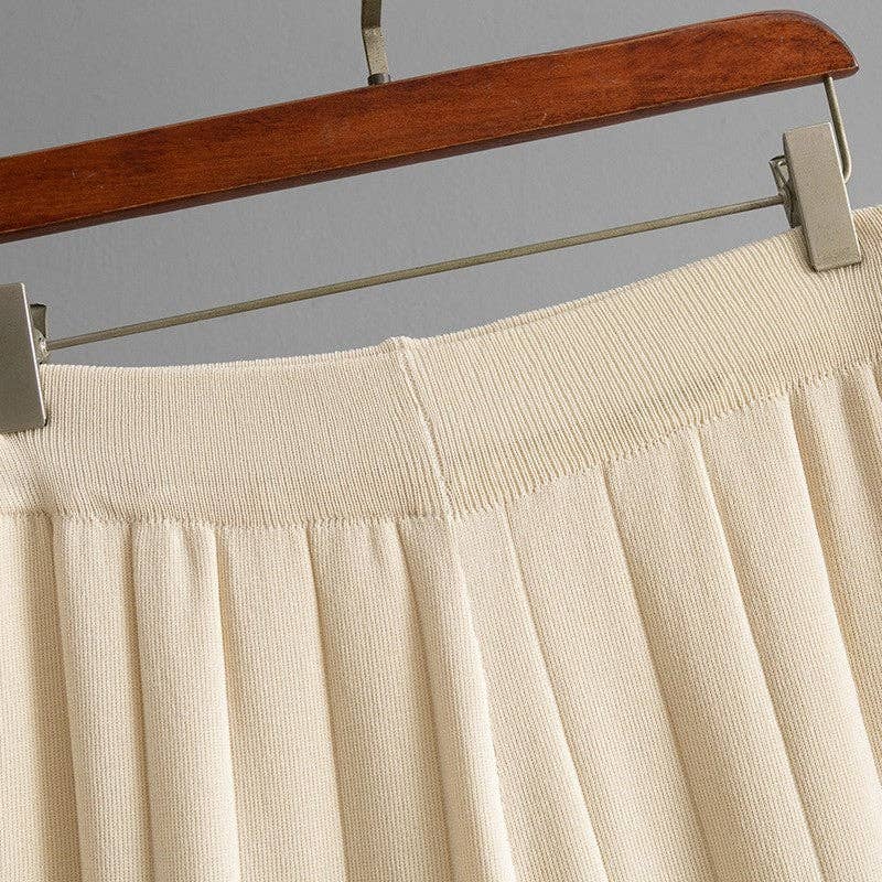 V Neck Solid Knit Tank Top High Waist Wide Leg Set