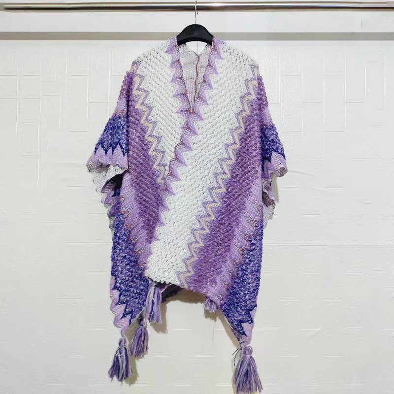 Western Colorful Pop stripe Crochet Cardigan kimono shawl