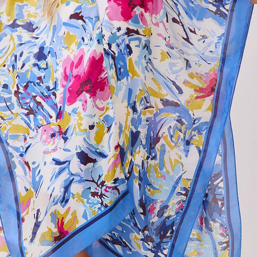 Abstract Floral Print Silky Feel Kimono